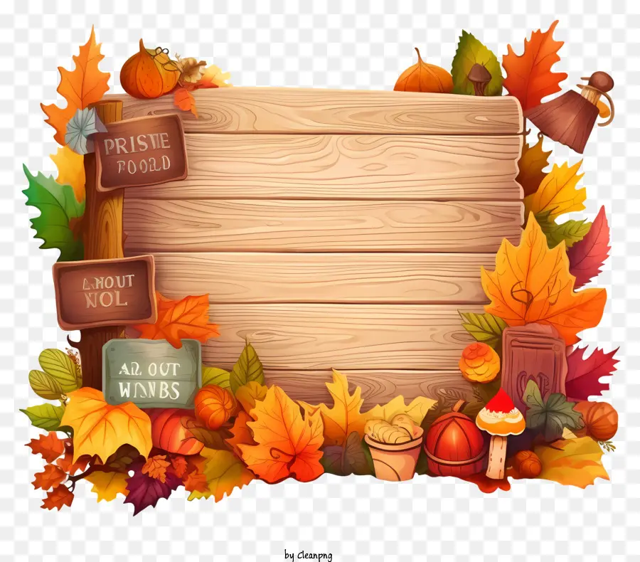 Herbstlaub - Fröhliches Holzschild mit herbstlichen Elementen