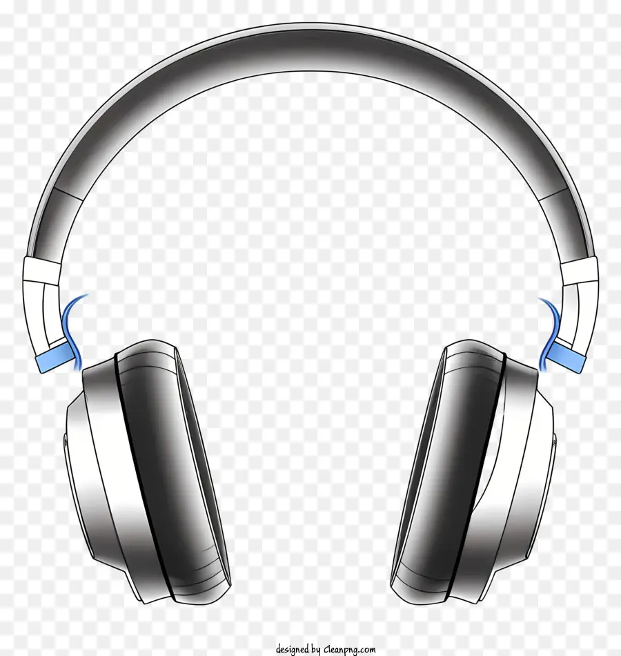 Kopfhörer silberne Kopfhörer Blauer Kabelkopfhörer schlanke Kopfhörer moderne Kopfhörer - Silberkopfhörer mit blauer Schnur in gutem Zustand