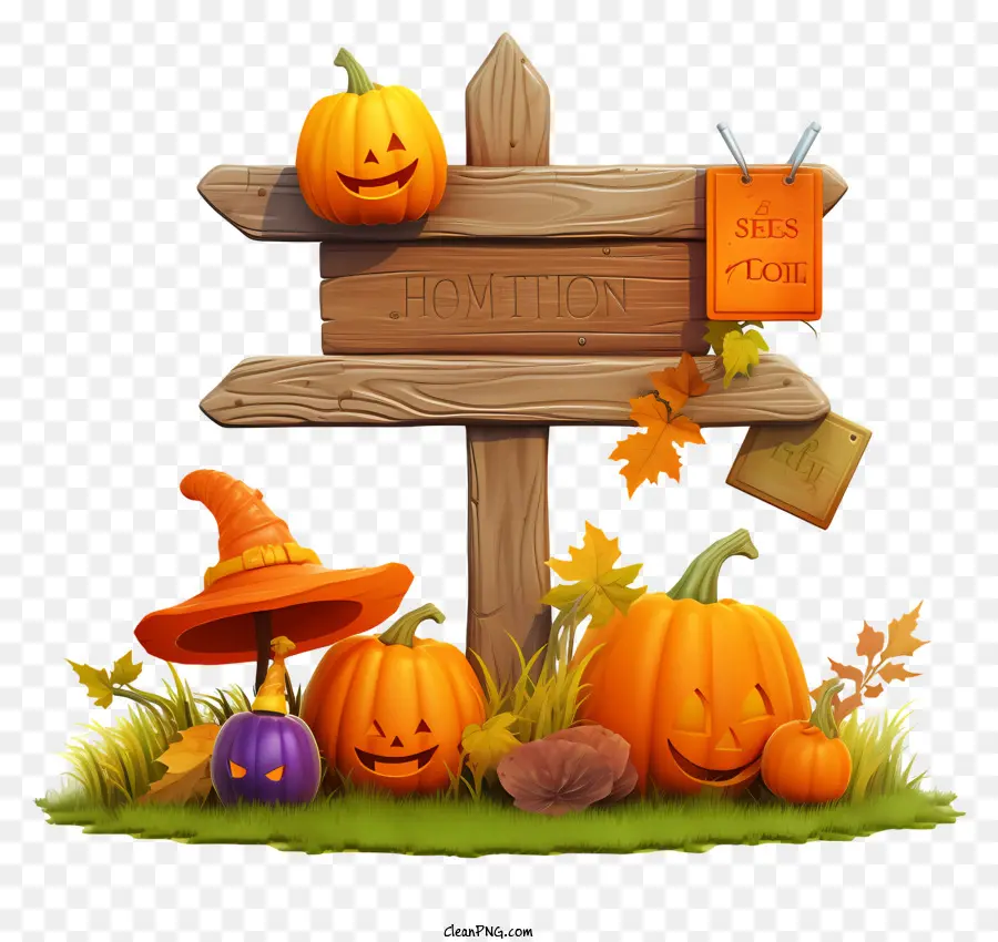 halloween Zeichen - Holzschild geformt wie ein Haus, Halloween-Thema