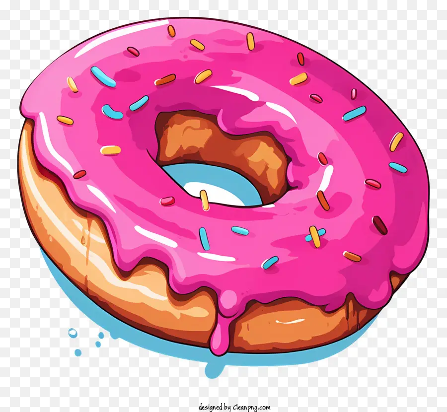 Donut - Pink Donut mit blauer Zuckerguss und Streusel