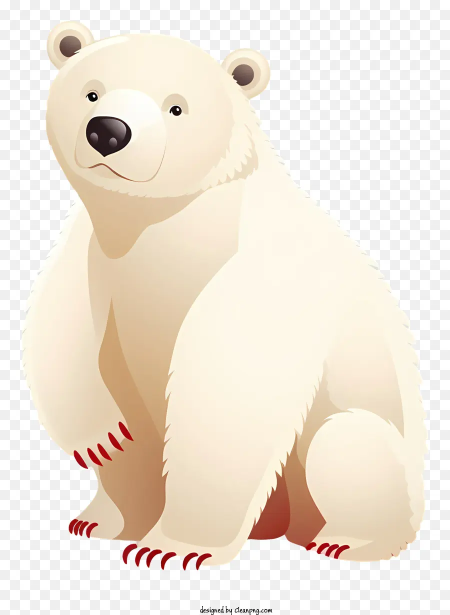 Cartoon Polarbärenzähne rot und weiß gestreifte Hut rote Augen sitzen Position - Cartoon -Eisbär mit offenem Mund und Hut