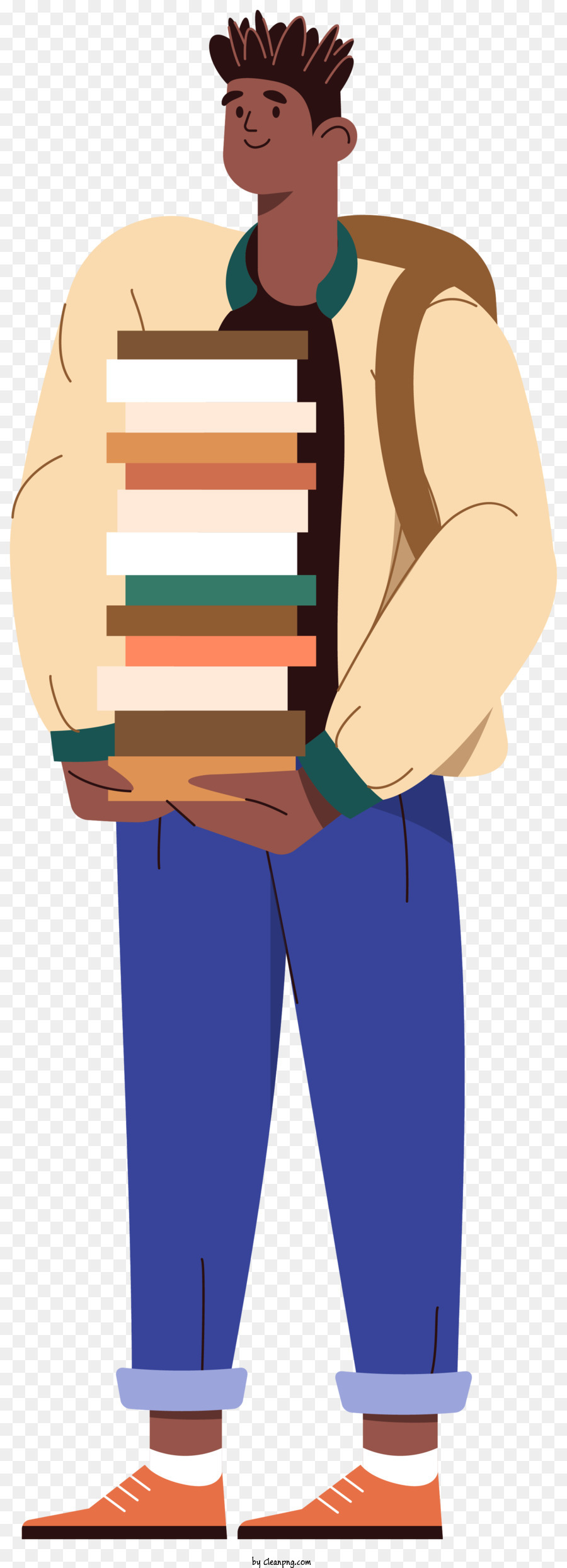 Stapel Bücher - Der Mann hält Stapel Bücher mit schelmischem Aussehen