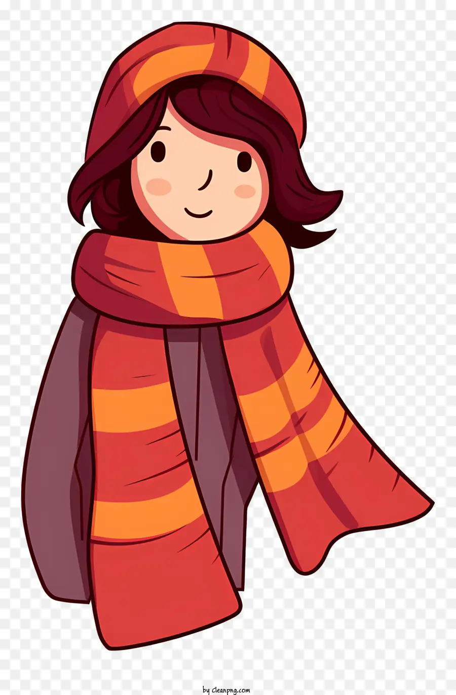 Cartoon Person Schalhut hell gefärbt - Cartoon -Person trägt Hut und Schal