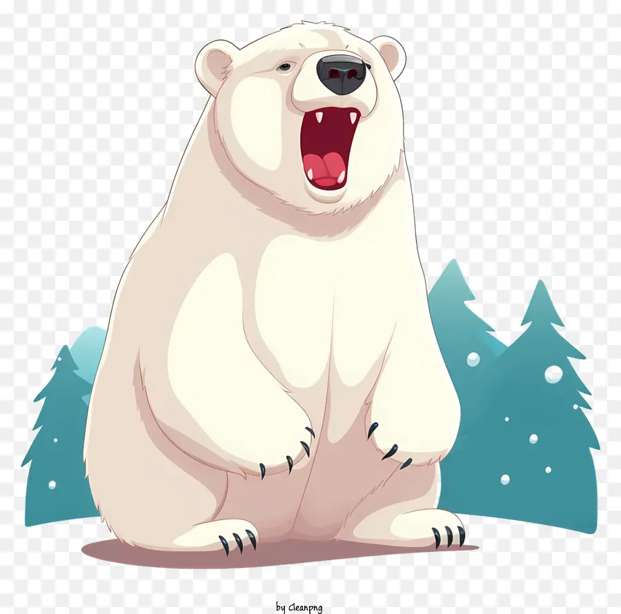 Eisbären Cartoon Polar Bär freudiger Eisbären Kanada Nationales Symbol Arctic Polar Bear - Cartoon -Eisbär im freudigen Ausdruck im Wald