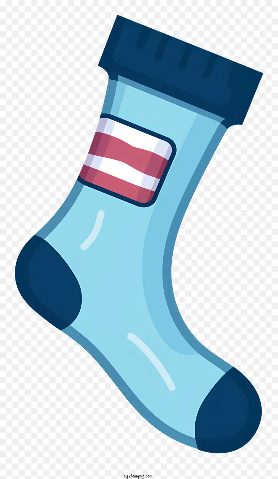 blue sock red and white stripes hanging sock black background sock fashion