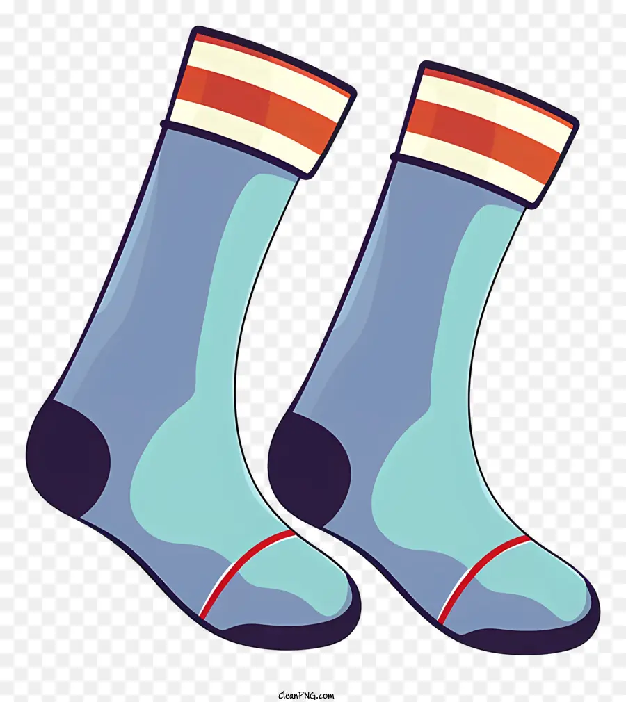 Blaue Socken rote und weiße Streifen Paar Socken Socken mit streifen gestreiften Socken - Blau gestreifte Socken ohne Schuhe abgebildet