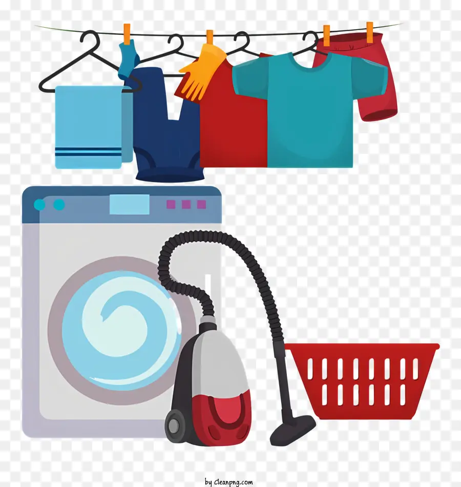 Waschmaschine - Waschraum mit Waschmaschine und Kleidung