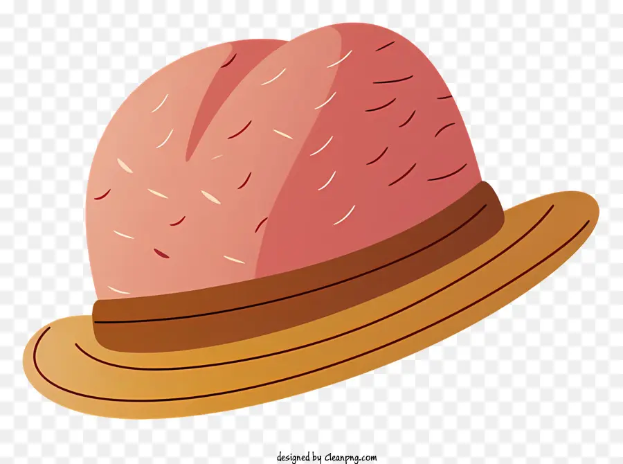 Cappello brodo curvo in pelle marrone - Cappello in pelle rosa con brio marrone