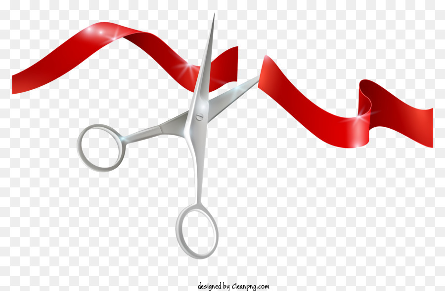 Scissors cutting red ribbon in vertical motion png download - 4480