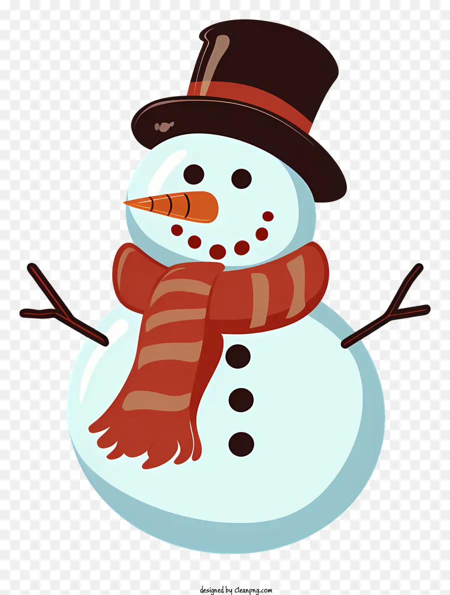 cartoon snowman red scarf black hat cigar hip pose