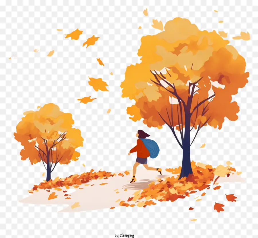 gefallene Blätter - Frau, die im Herbstwald spaziert, friedliche Atmosphäre
