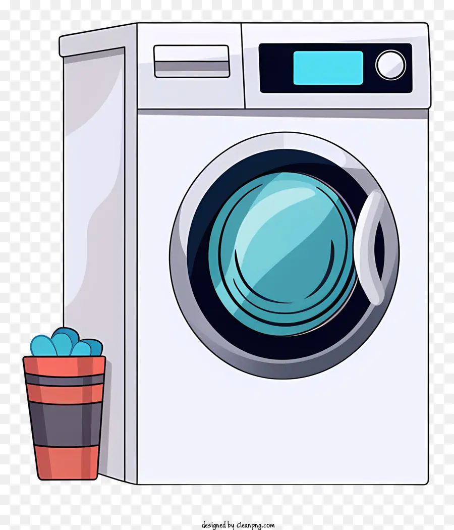 Waschmaschine - Weiße Waschmaschine mit nassen Kleidung, die rumhängen