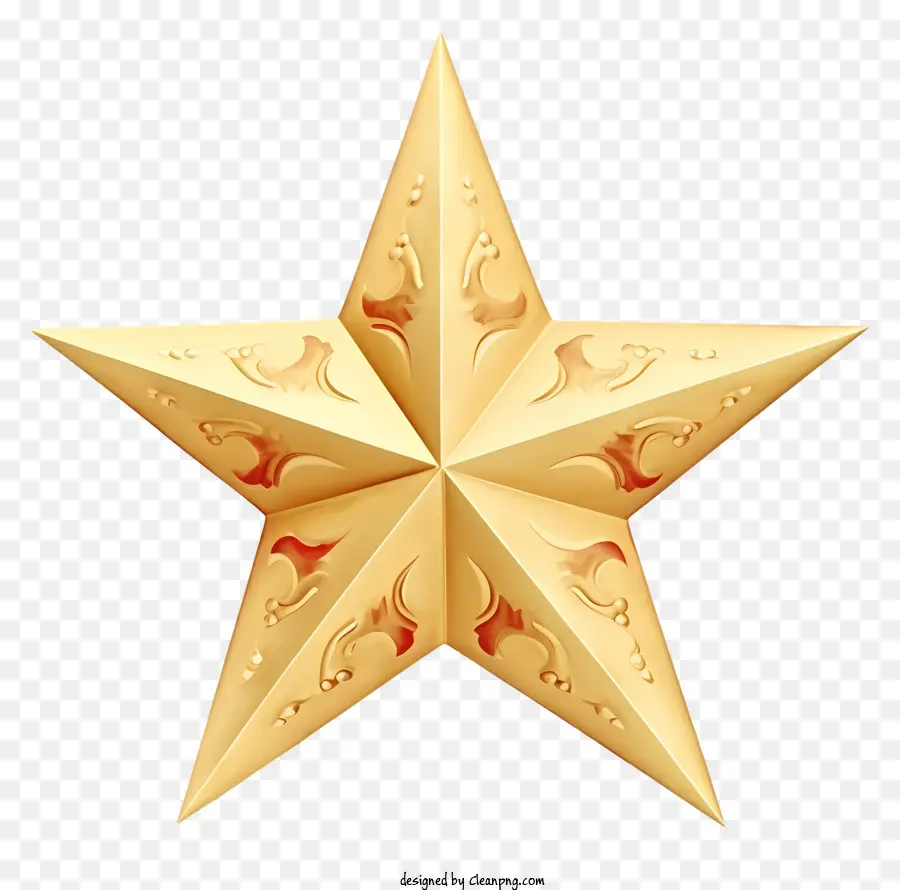 Goldstar - Goldstern mit Blumenentwürfen auf schwarzem Hintergrund