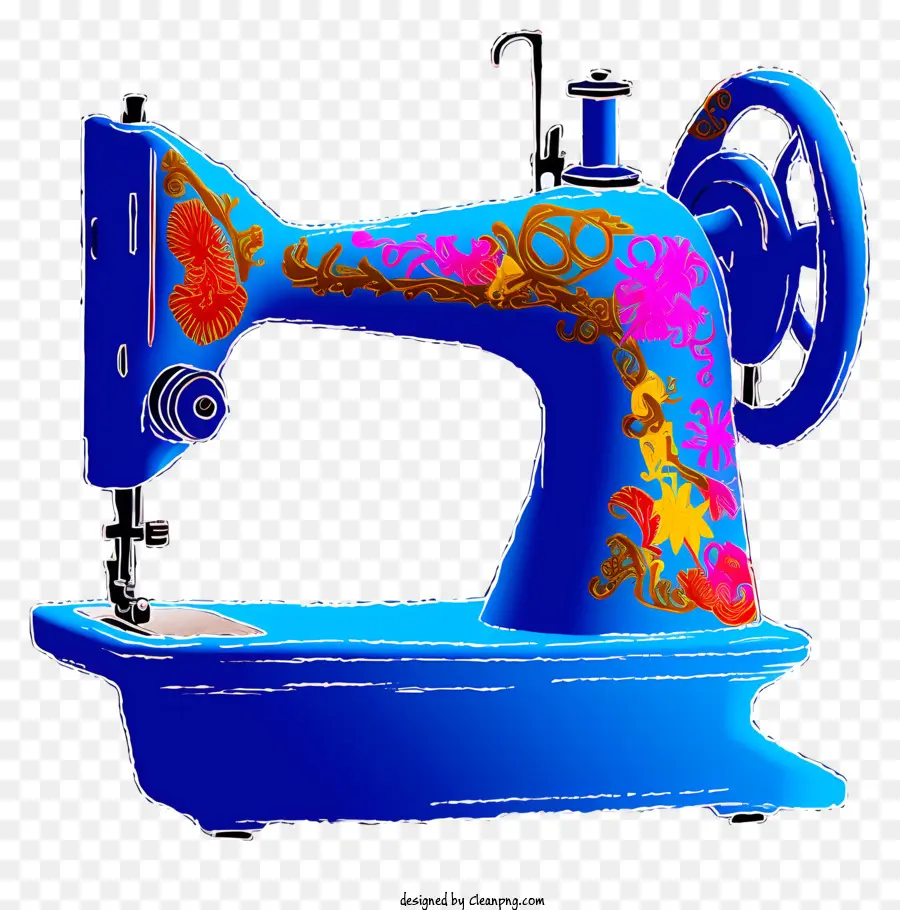 Blaue Nähmaschine Buntes Design guter Zustand nähmaschinenfadenlose Maschine - Gut gepflegte, farbenfrohe ältere Modellnähmaschine