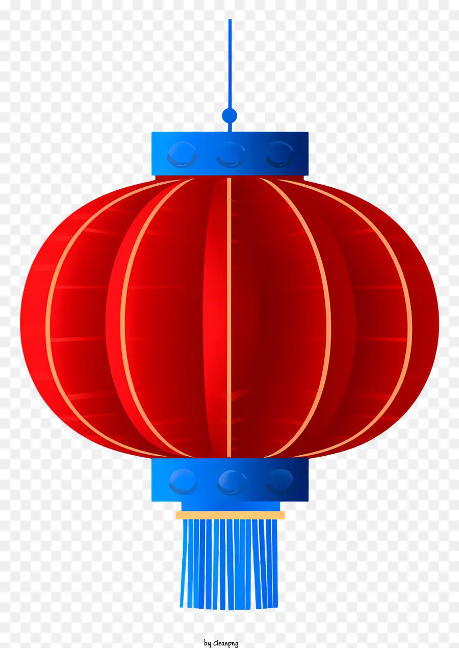 chinesische Laterne - Red Chinese Lantern Hanging mit blauen Details beleuchtet