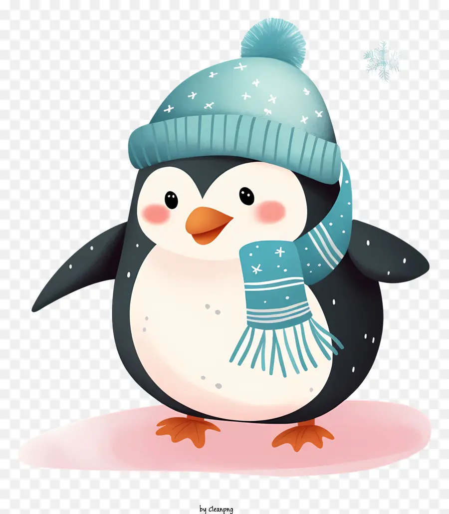 Pinguino - Pinguino carino con cappello blu e sciarpa