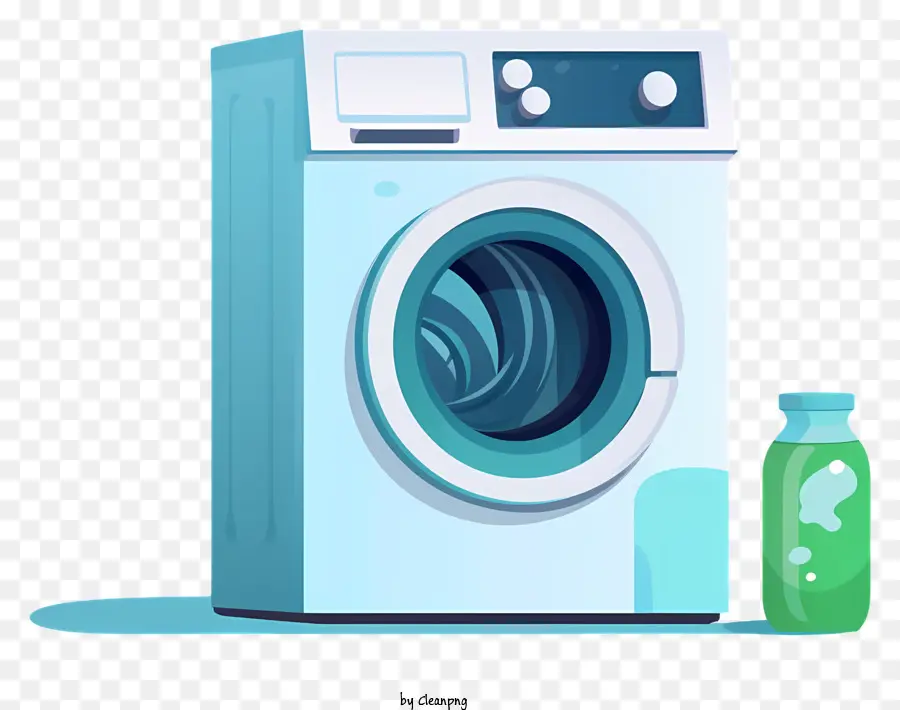 máy giặt - Máy giặt bằng chai chất lỏng màu xanh lá cây và điều khiển