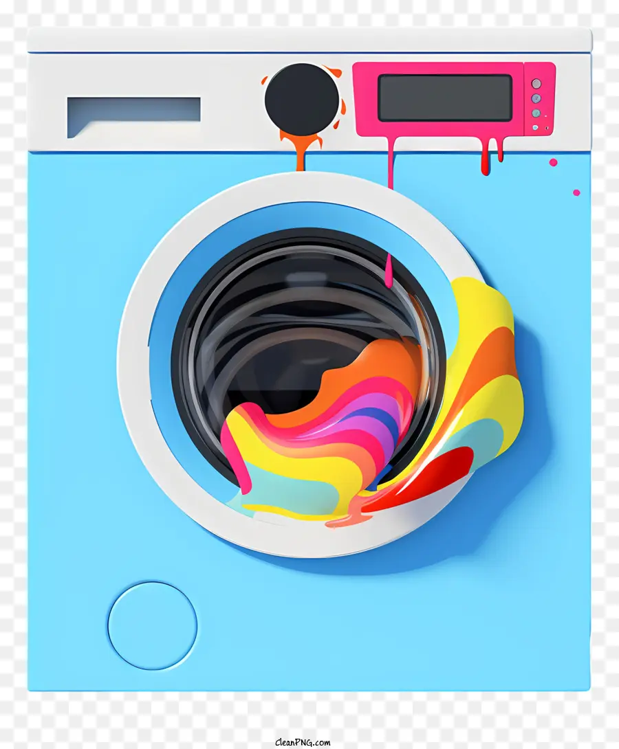 Aquarell splatter - Blaue Waschmaschine mit farbenfrohen Aquarellspritzer