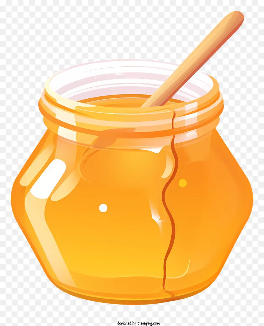 cucchiaio di legno - Immagine ad alta risoluzione del barattolo del miele con cucchiaio