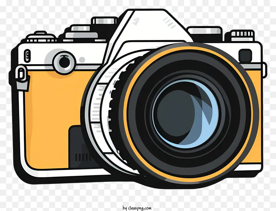 Fotocamera Illustrazione - Camera digitale gialla e nera con obiettivo