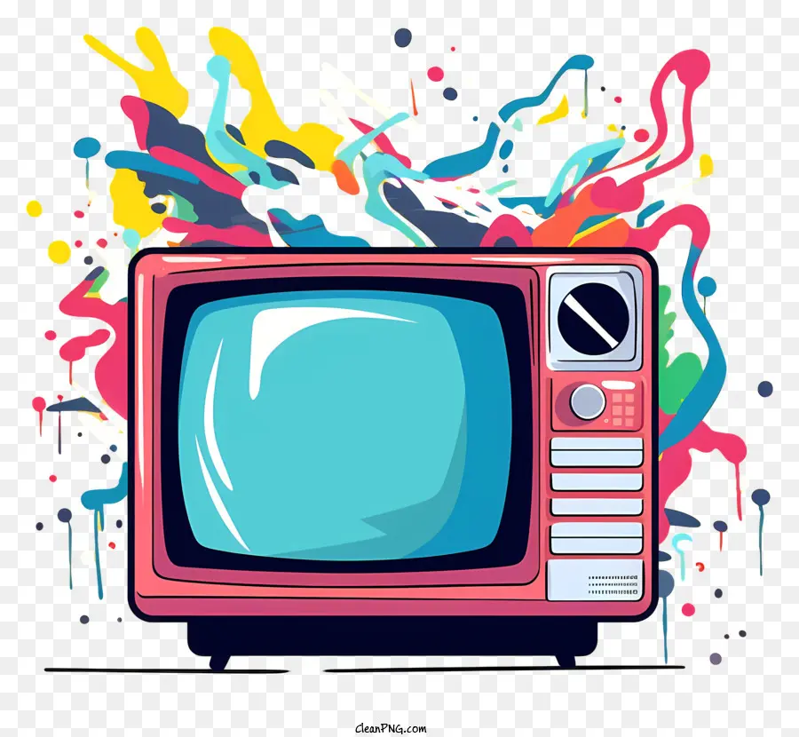 Schermo colorato di macchie colorate televisive - TV colorato su sfondo scuro con colori