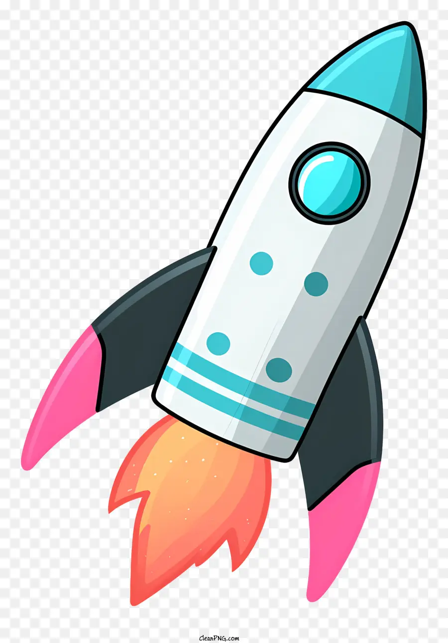 rocket ship taking off flying into space white and blue rocket ship red and black accents