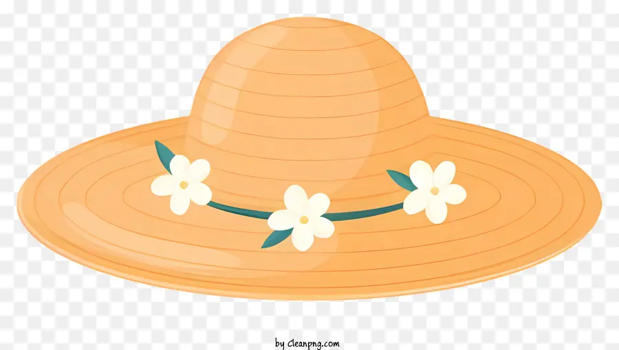 disegno floreale - Cappello di paglia giallo con design floreale bianco
