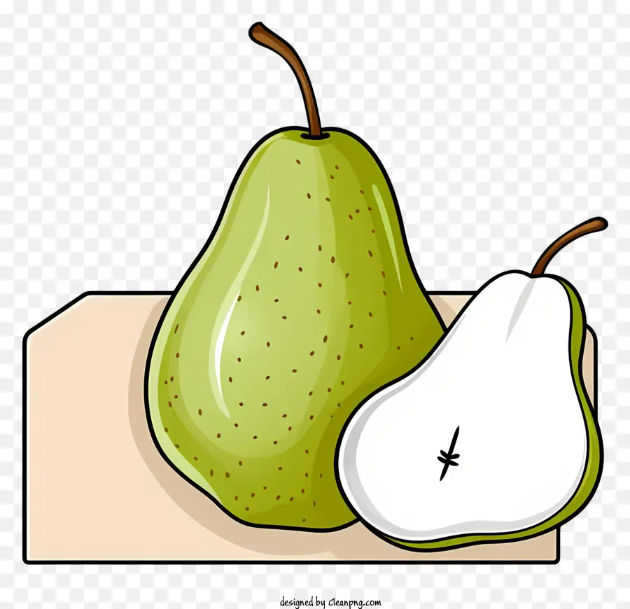 pera verde a pera split a pera mezza pera - Una pera verde dimezzata sdraiata a terra