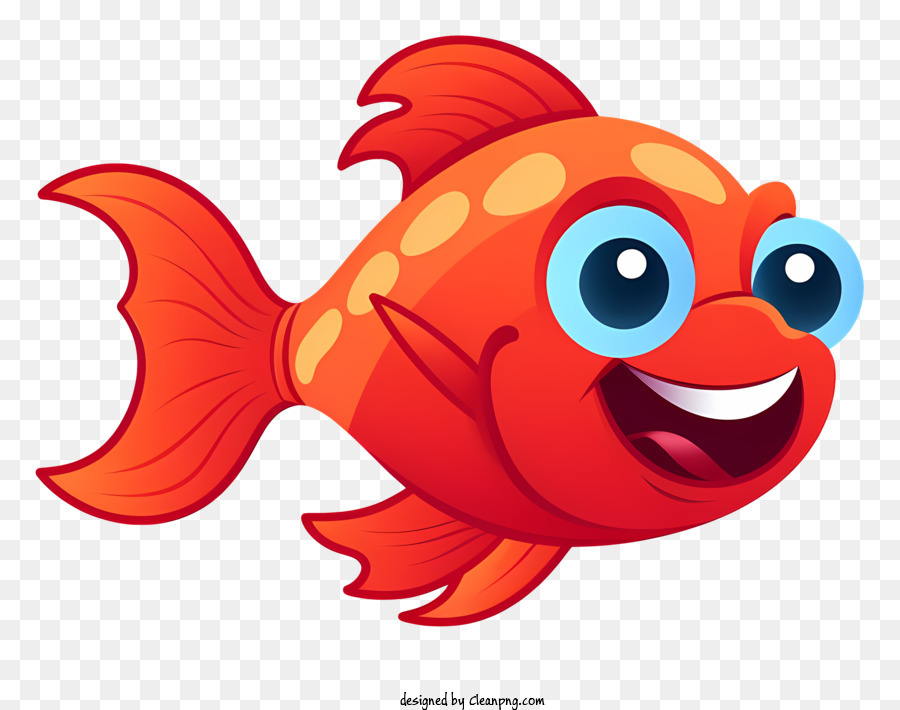 Cartoon Fish - Happy cartoon fish with sunglasses, orange and blue -  CleanPNG / KissPNG