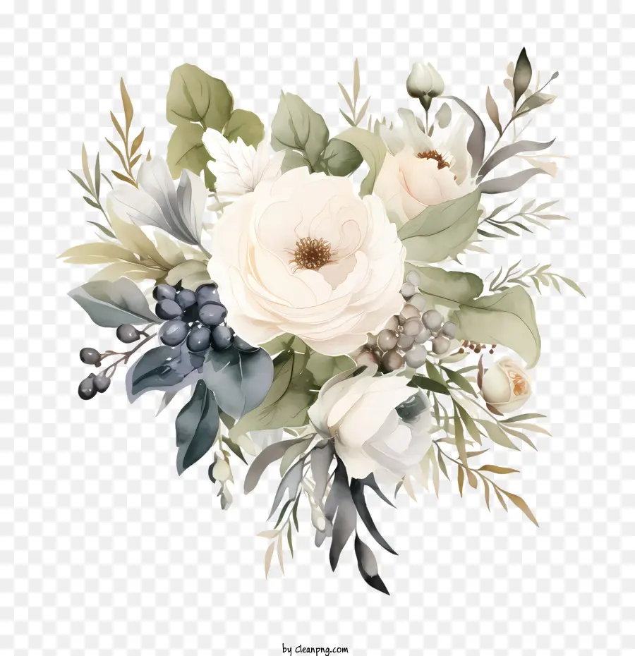 Hochzeitsblumenkunst Rosen Bouquet Weißgrün - 