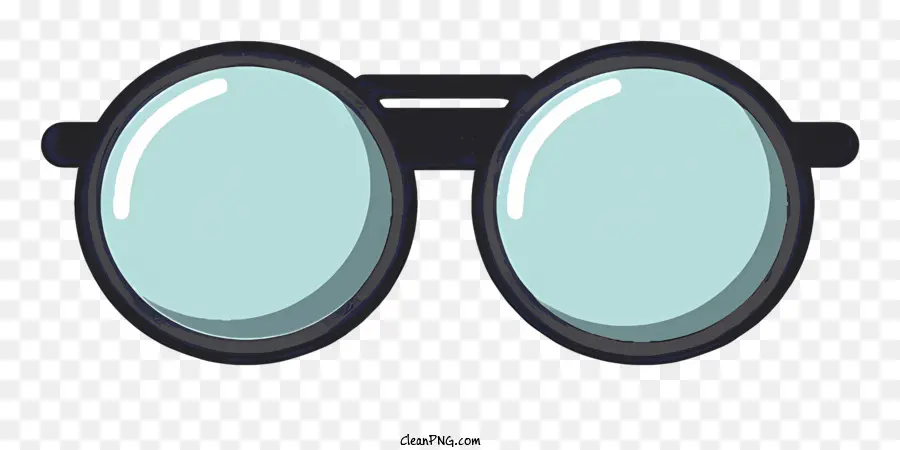 cartoon glasses blue lenses flat lenses thin black rims table