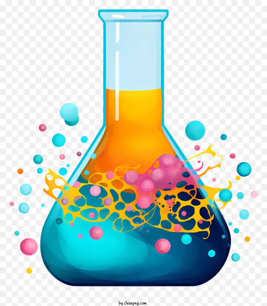 Test Tube miscela liquidi gocce di bolle colorate - Bolle colorate e gocce liquide nel tubo di prova