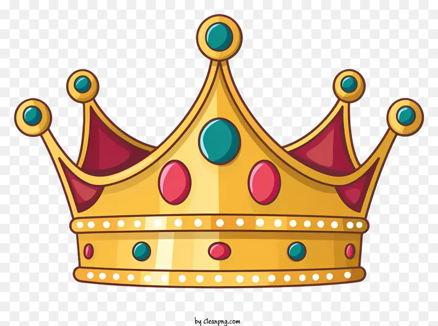 Krone mit Juwelen goldene Kronenrote und grüne Juwelen offene Krone fehlende Zentrumkrone - Goldene Krone mit vermisstem Zentrum, geschmückt mit roten und grünen Juwelen