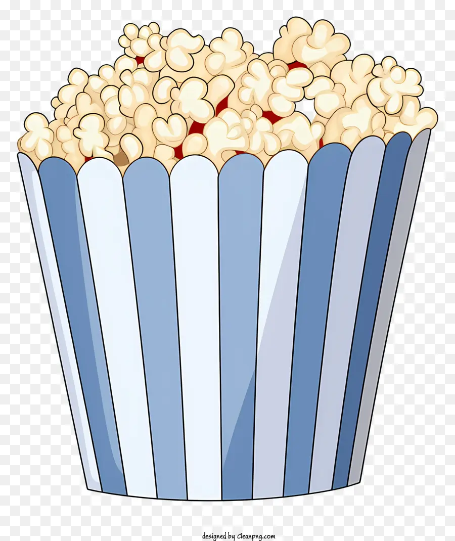 Popcorn - Blaue und weiße Popcornbox mit Kerneln