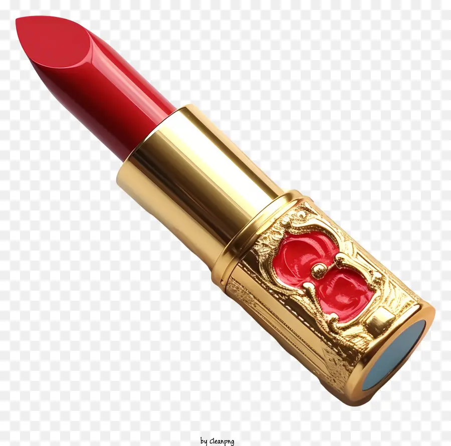 roter Lippenstift Gold Rim Gold Center Rot und Schwarz Lippen Design ausgezeichneter Zustand - Attraktiver rotes Lippenstift mit goldenem Rand und Mitteldesign