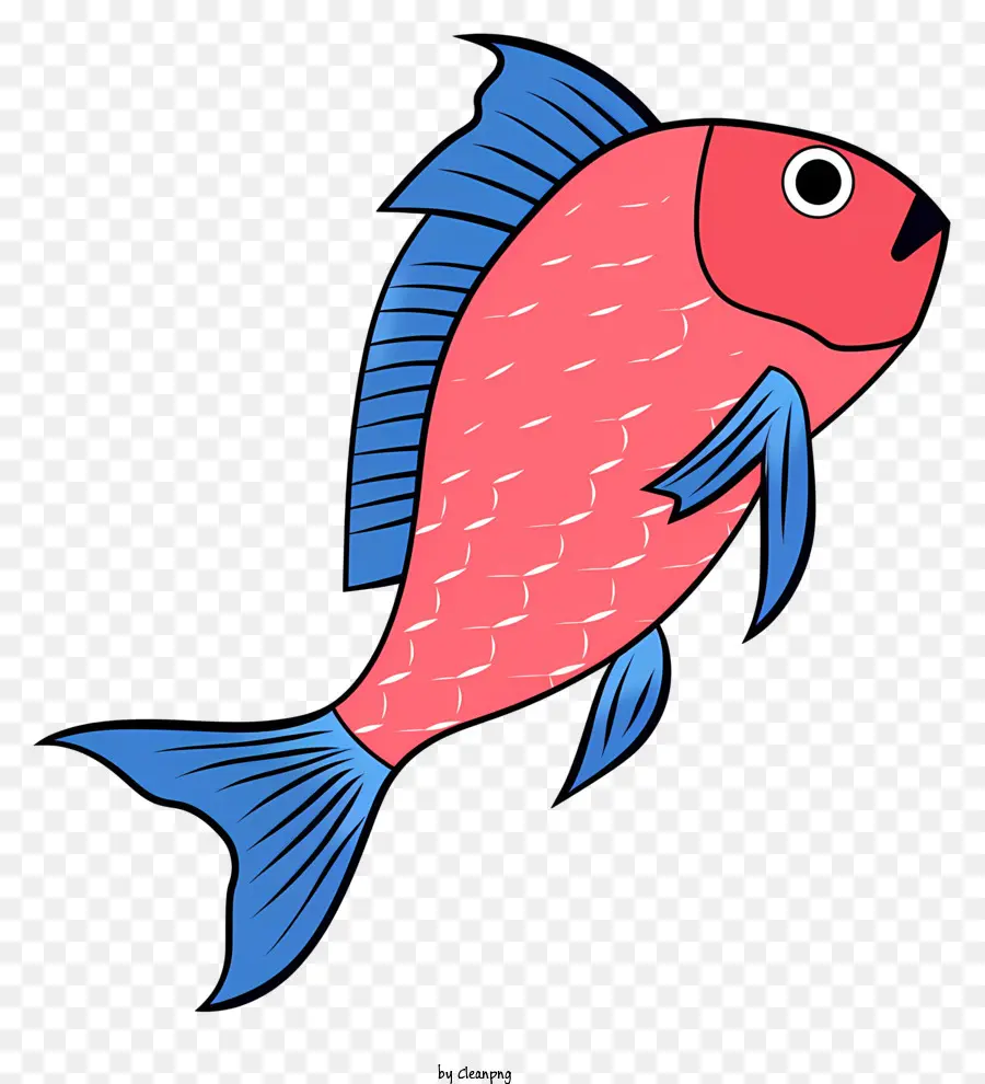 Pesce di cartone animato Blu e Pink Pesce grande pesce Open Open Pesce Pesce in piedi - Pesce dei cartoni animati con corpo blu e rosa