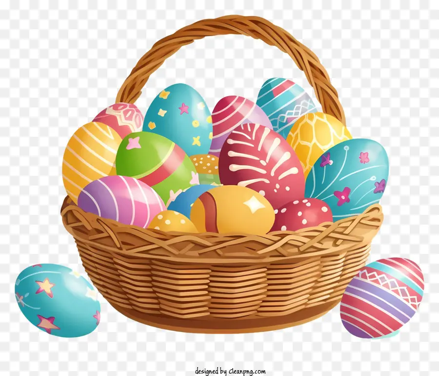 Trứng Phục sinh giỏ trứng trứng đầy màu trứng trang trí trứng trang trí - Trứng đầy màu sắc trong một cái giỏ với đồ trang trí
