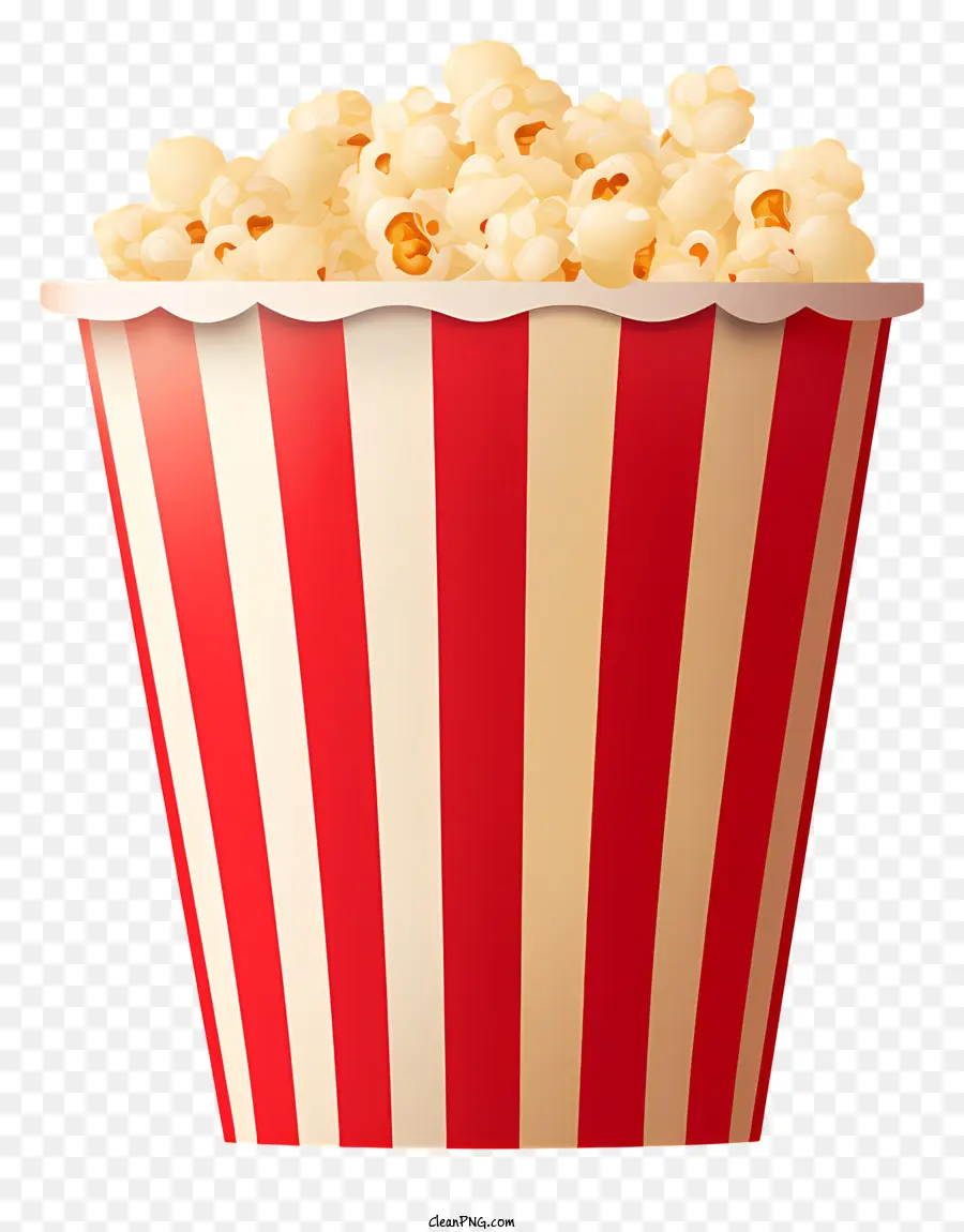 Popcorn - Rot -weiß gestreiften Eimer mit Popcorn gefüllt