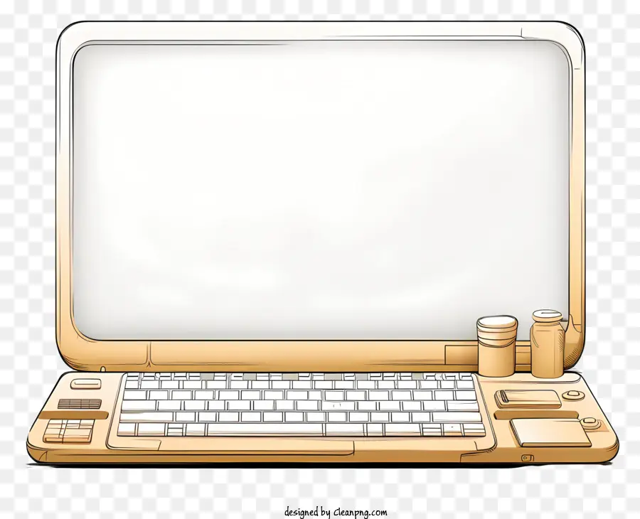 khung hình chữ nhật - Máy tính gỗ thực tế với màn hình trắng trống