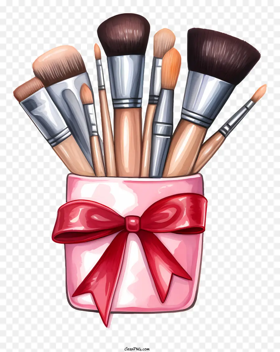 Make -up -Beutelbürsten Augenbürsten Gesicht Pinsel rosa - Farbenfrohe Make -up -Tasche mit verschiedenen Bürsten im Inneren