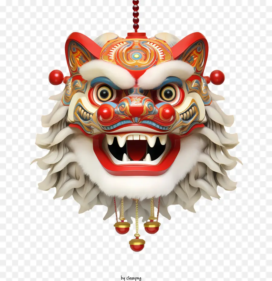 chinesischer Löwe Tanzkopf Löwe Head Chinesische Kunst reich verziert bunt - 