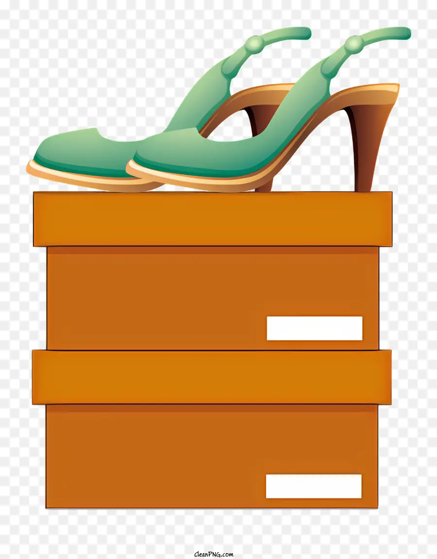 Giày cao gót hộp gỗ xếp chồng lên đôi giày màu xanh lá cây nhọn - Giày cao gót màu xanh lá cây xếp chồng lên nhau trên hộp gỗ