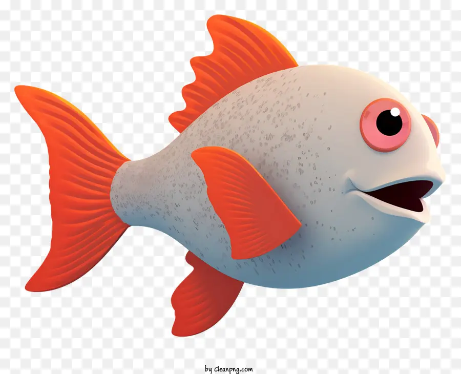 Piccolo pesce bianco a strisce bianche e arancioni rotonde corpo in piedi su pinne anteriori grandi - Piccolo pesce con pinne a strisce e sorriso a tremori