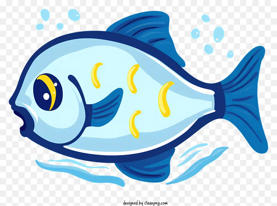 Wasser Blasen - Blauer Fisch schluckt eifrig schwimmende Blasen, freudig, freudig