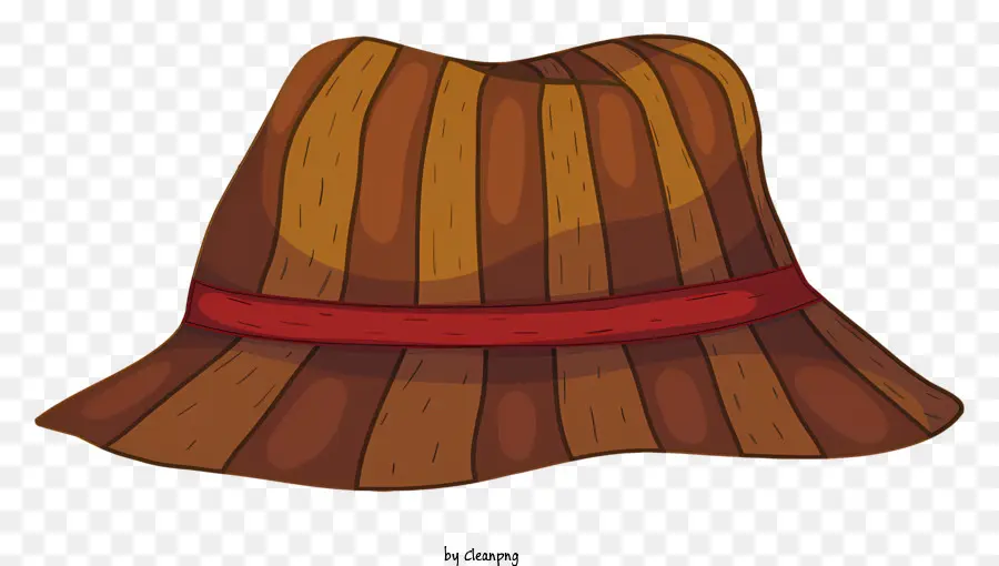màu đỏ băng - Mũ rơm bằng gỗ với vương miện ruy băng màu đỏ