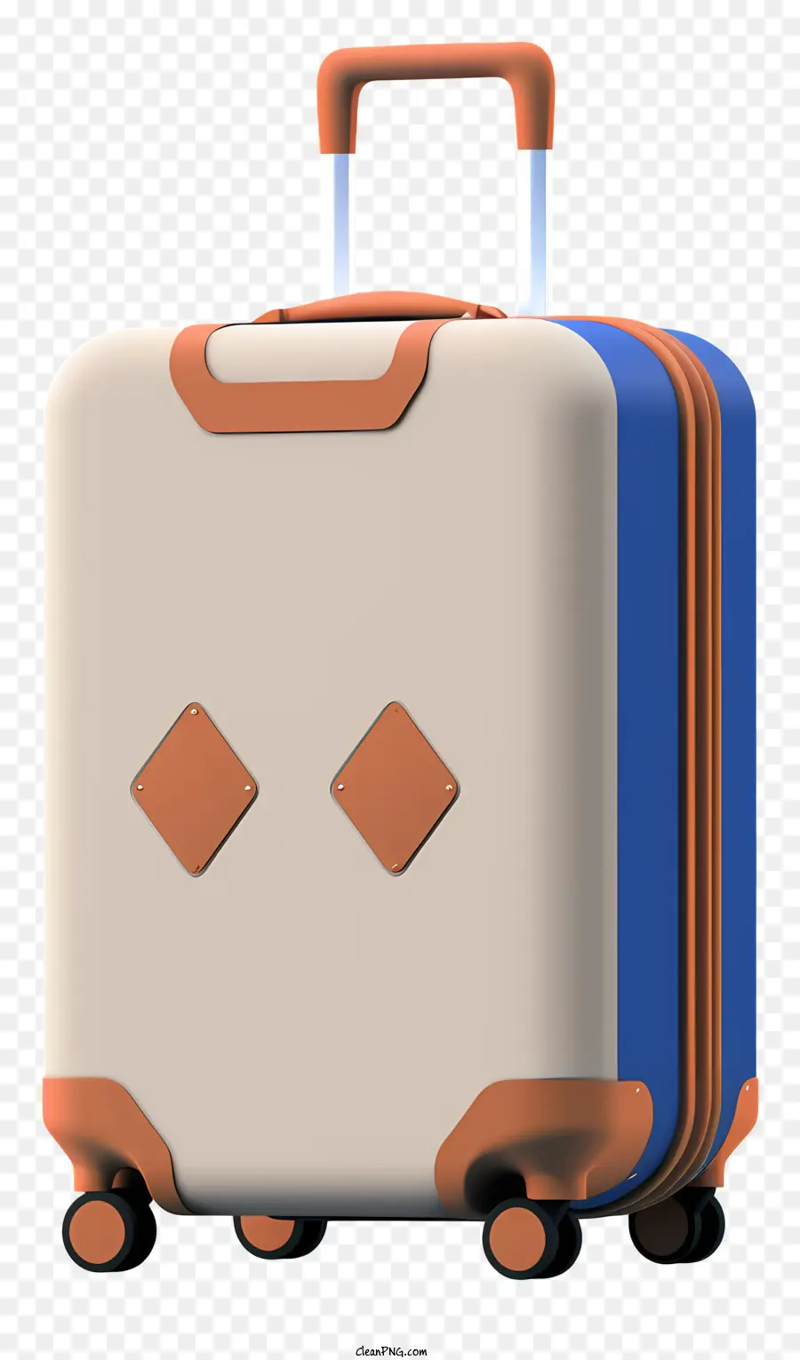 Koffer braun und weißer Leder-/Fasermaterial Griff rot und weiße kreisförmige Form - Brauner und weißer Koffer mit Griff und Schnalle