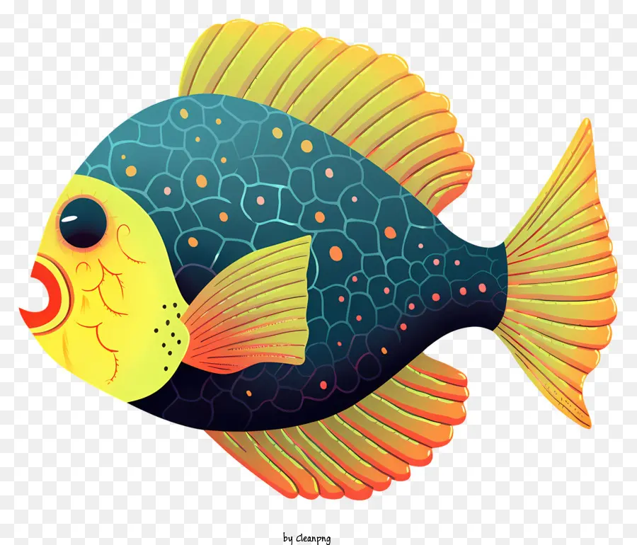 Fisch leuchtende Farben Skalen schwimmen dunkle Umwelt - Hell gefärbter Fisch schwimmen mit offenem Mund