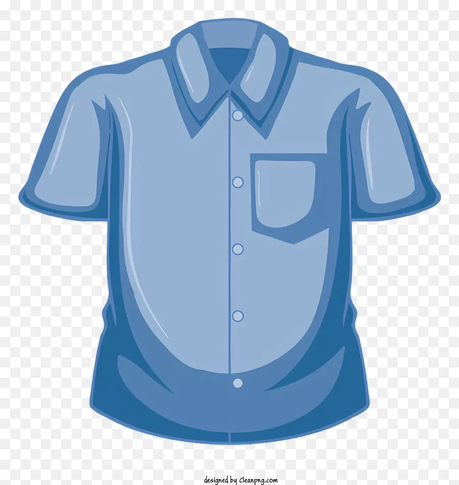 Blaues Hemd mit Kragen Hemd Button-Down-Shirt Tasche Hemd schwarze Knöpfe - Blaues Hemd mit Kragen, Tasche, schwarze Knöpfe