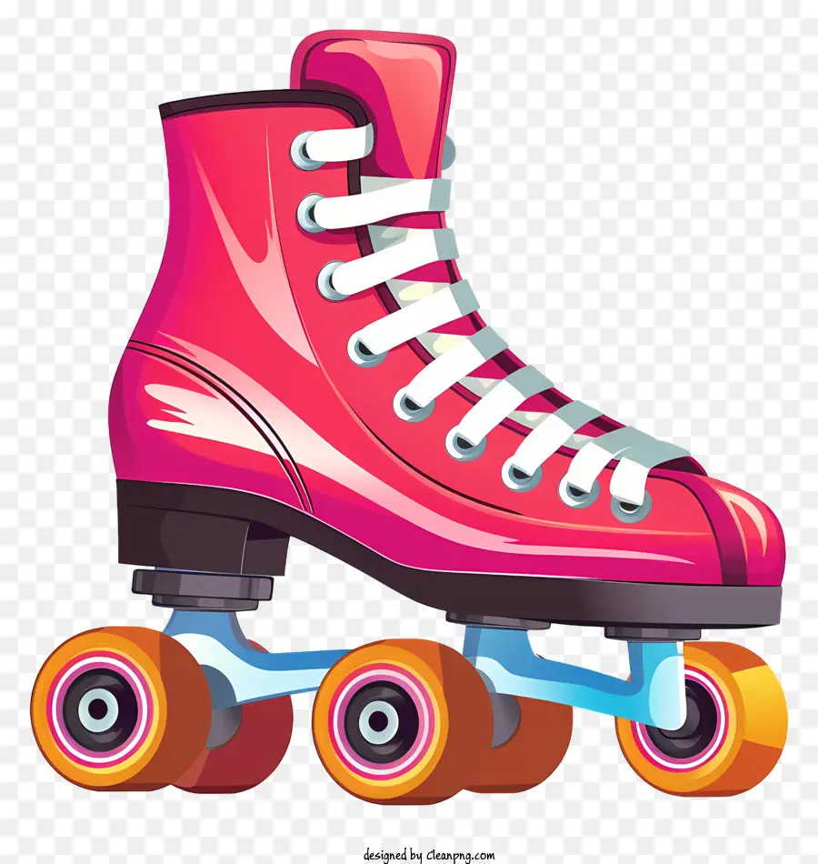 con lăn màu hồng trượt băng con lăn hai bánh trượt lốp trắng skate skate skate đen skate skate ren ren bảo vệ skate skate - Skate con lăn màu hồng với bánh xe đôi, lốp trắng