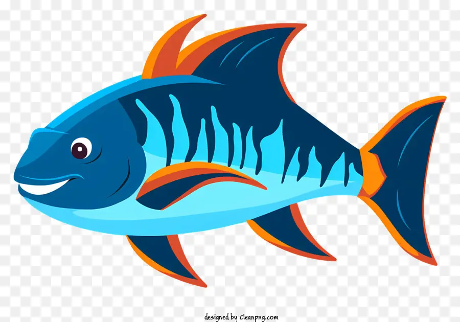 blue fish orange fish smiling fish ocean fish curved fins